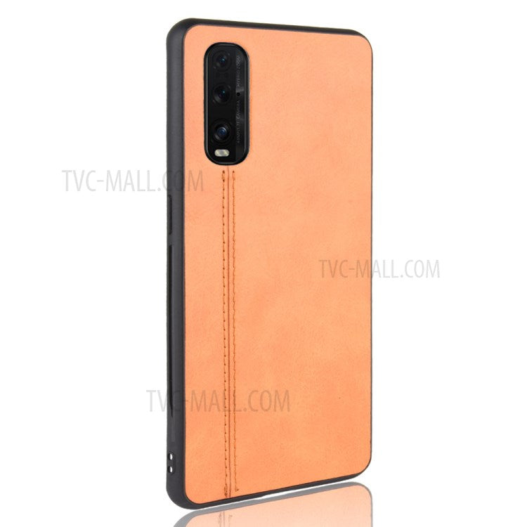 PU Leather Coated PC + TPU Hybrid Phone Case for Oppo Find X2 - Yellow