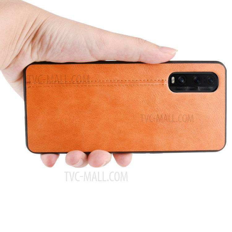 PU Leather Coated PC + TPU Hybrid Phone Case for Oppo Find X2 - Yellow