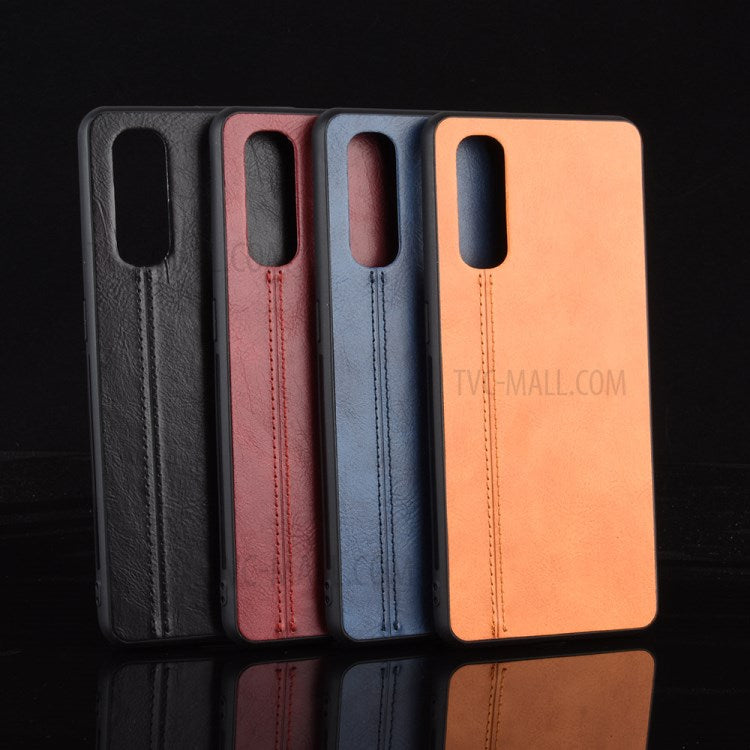 PU Leather Coated PC + TPU Hybrid Phone Case for Oppo Find X2 - Yellow