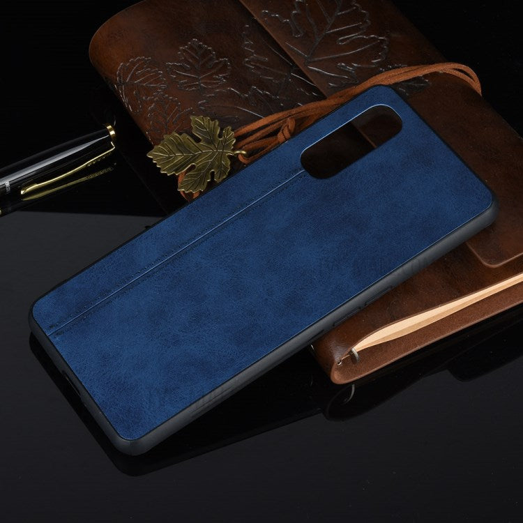 PU Leather Coated PC + TPU Hybrid Phone Case for Oppo Find X2 - Blue