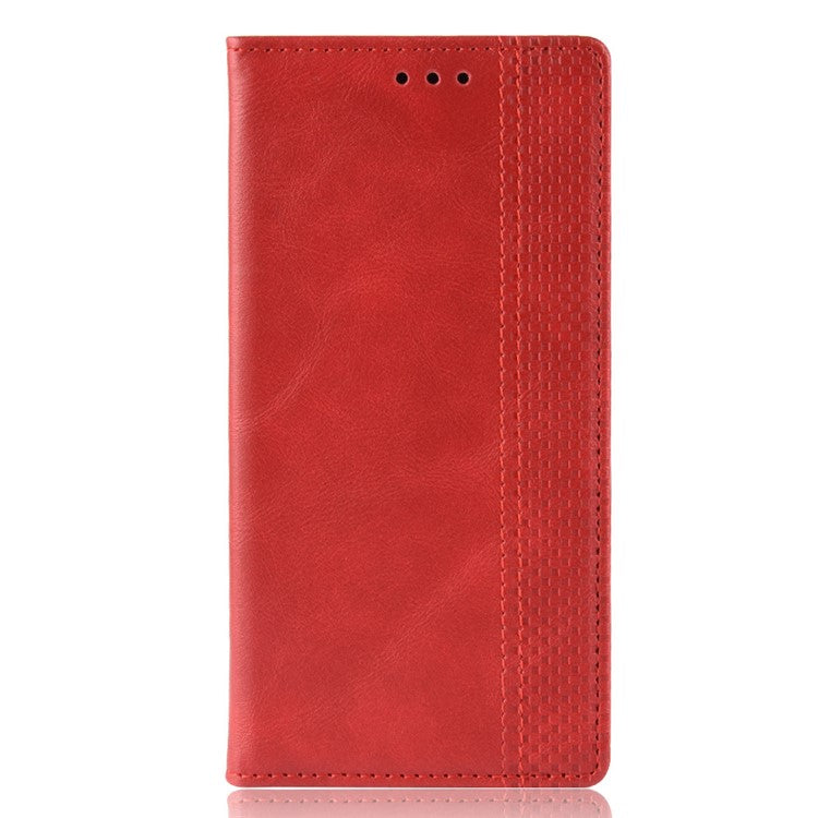 Vintage Style Magnetic Leather Wallet Phone Cover for OPPO A91/F15 - Red