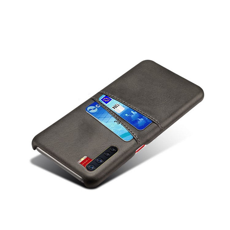 KSQ with Double Card Slots PU Leather Coated PC Shell for Oppo A91/F15 - Black