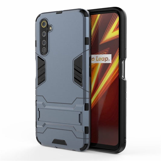 Cool Guard PC + TPU Hybrid Case with Kickstand for Realme 6 Pro - Blue