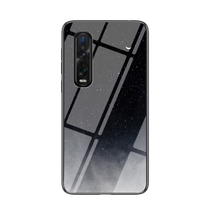 Starry Sky Tempered Glass + PC + TPU Protection Case for Oppo Find X2 Pro - Starry Crescent Moon