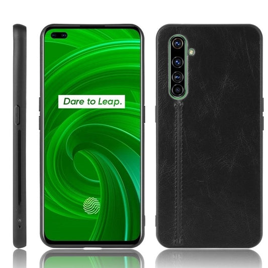 PU Leather Coated PC + TPU Hybrid Shell for Realme X50 Pro 5G - Black