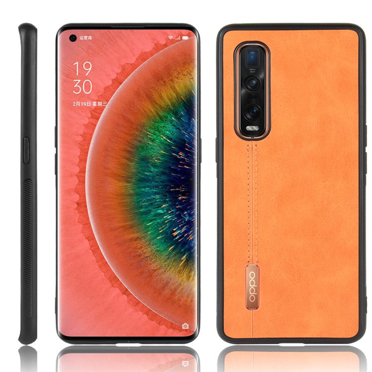 PU Leather Coated PC + TPU Hybrid Mobile Cover for Oppo Find X2 Pro - Yellow