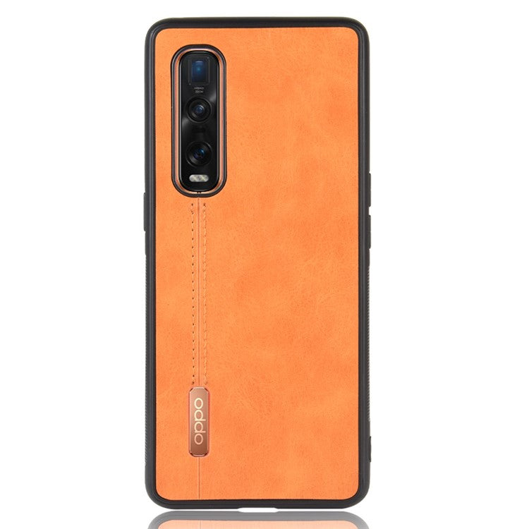 PU Leather Coated PC + TPU Hybrid Mobile Cover for Oppo Find X2 Pro - Yellow