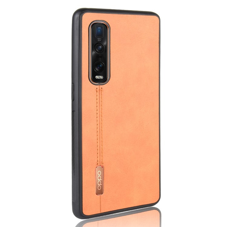 PU Leather Coated PC + TPU Hybrid Mobile Cover for Oppo Find X2 Pro - Yellow