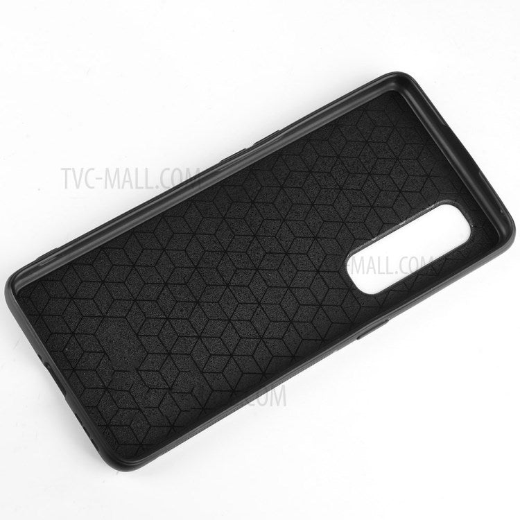 PU Leather Coated PC + TPU Hybrid Phone Protection Case for Oppo Find X2 Pro (Cerramic Back) - Blue