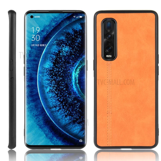 PU Leather Coated PC + TPU Hybrid Phone Protection Case for Oppo Find X2 Pro (Cerramic Back) - Yellow
