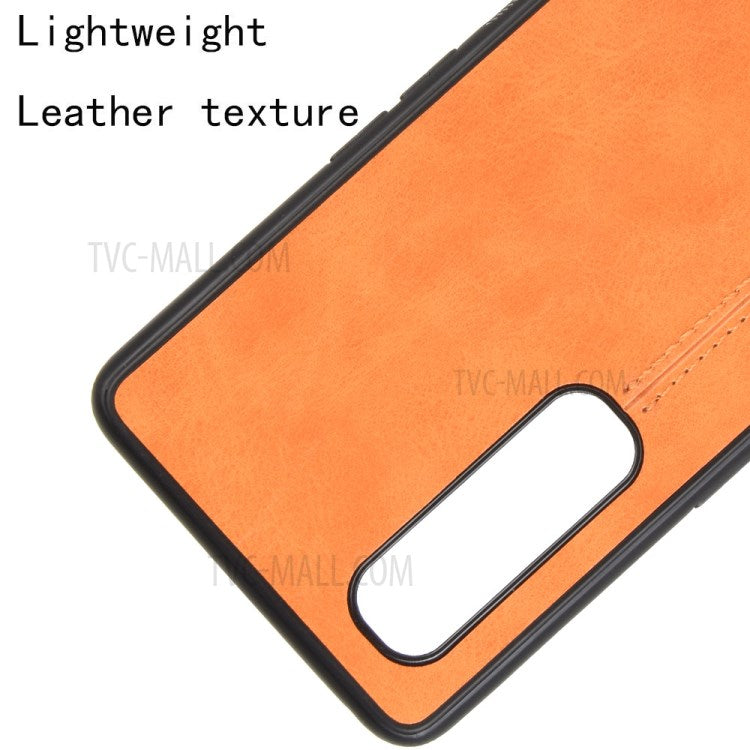 PU Leather Coated PC + TPU Hybrid Phone Protection Case for Oppo Find X2 Pro (Cerramic Back) - Yellow