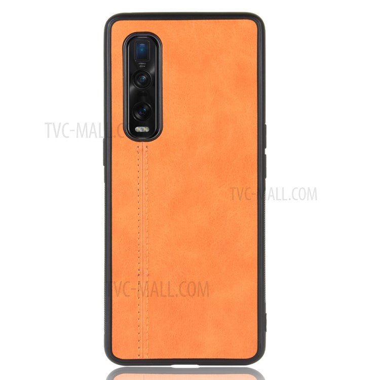 PU Leather Coated PC + TPU Hybrid Phone Protection Case for Oppo Find X2 Pro (Cerramic Back) - Yellow