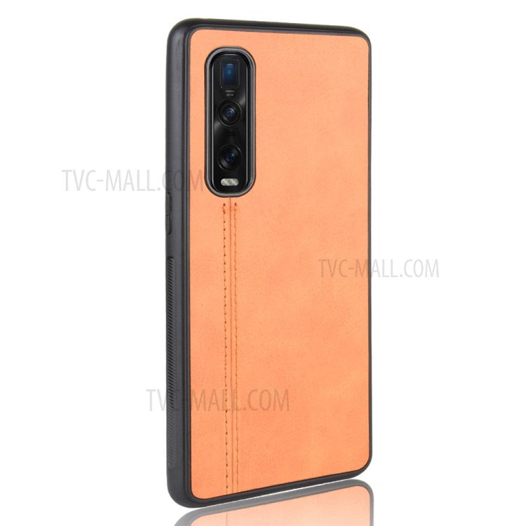 PU Leather Coated PC + TPU Hybrid Phone Protection Case for Oppo Find X2 Pro (Cerramic Back) - Yellow