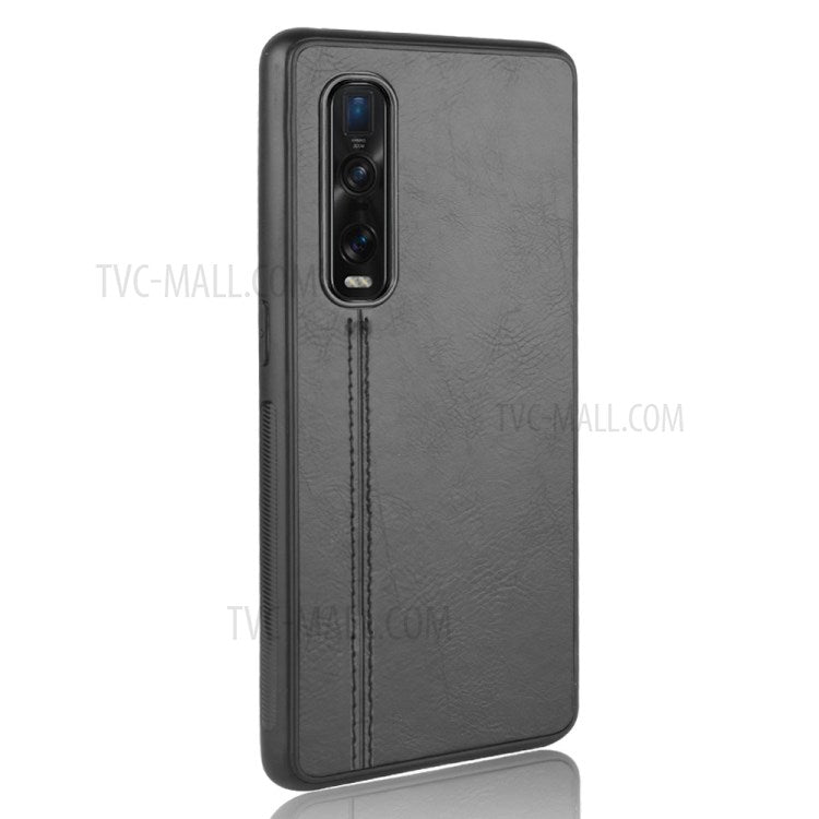 PU Leather Coated PC + TPU Hybrid Phone Protection Case for Oppo Find X2 Pro (Cerramic Back) - Black