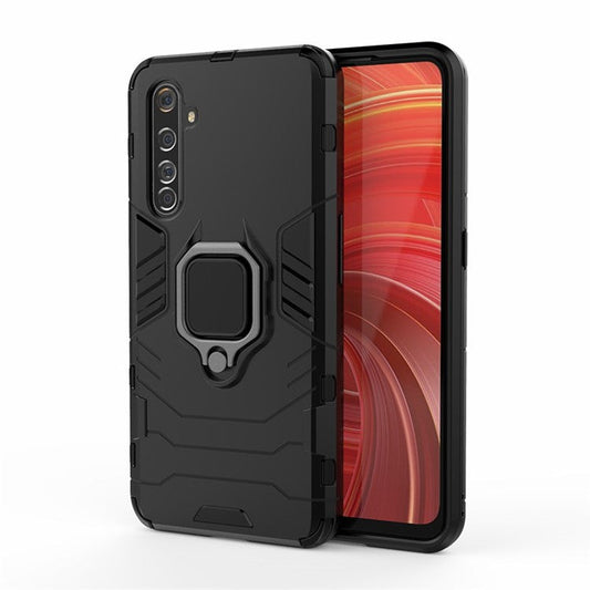 Ring Holder Kickstand PC + TPU Hybrid Phone Shell for Realme X50 Pro 5G - Black