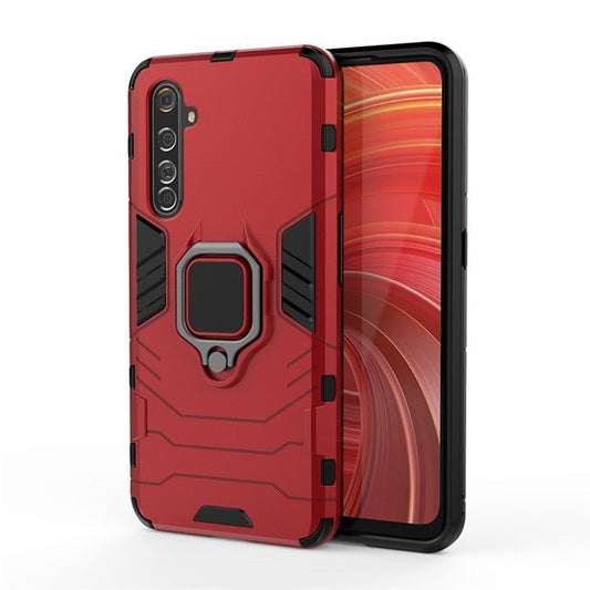 Ring Holder Kickstand PC + TPU Hybrid Phone Shell for Realme X50 Pro 5G - Red