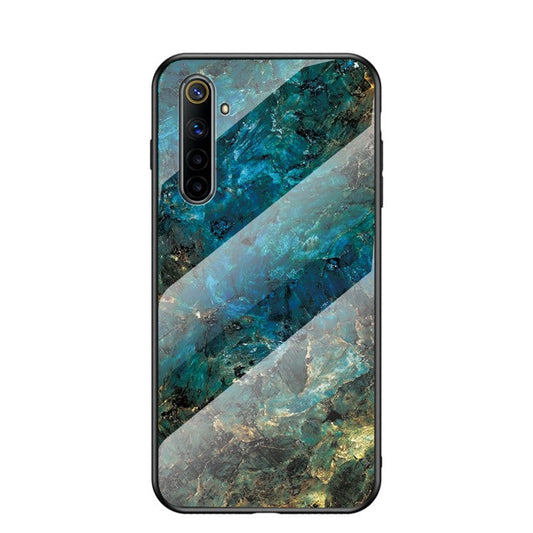 Marble Texture Tempered Glass + PC + TPU Combo Case for Realme 6 - Emerald