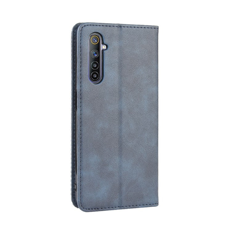 Magnetic Retro Leather with Wallet Shell for Realme 6 - Blue