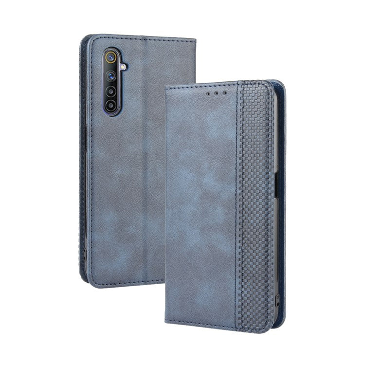 Magnetic Retro Leather with Wallet Shell for Realme 6 - Blue