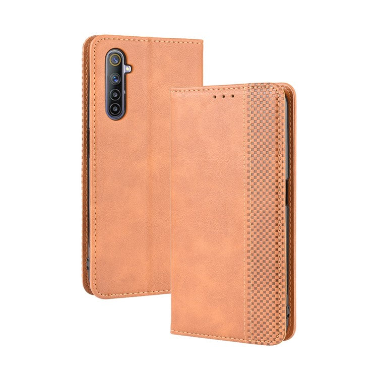 Magnetic Retro Leather with Wallet Shell for Realme 6 - Brown