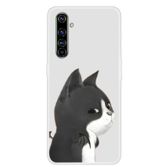 Pattern Printing Soft TPU Phone Case for Realme 6 - Black Cat