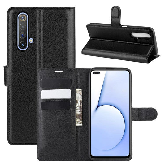 Litchi Texture Wallet Leather Shell for Realme X50 5G - Black