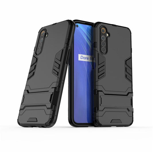 Plastic + TPU Phone Case with Kickstand for Realme 6 - Black