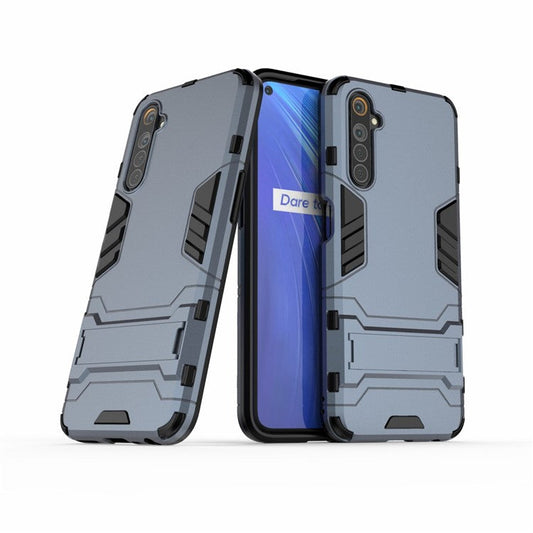 Plastic + TPU Phone Case with Kickstand for Realme 6 - Blue