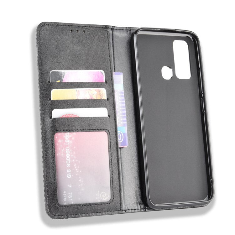 Vintage Style Wallet Leather Stand Case Protective Shell for vivo Y50/Y30 - Black