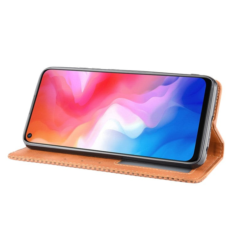 Vintage Style Wallet Leather Stand Case Protective Shell for vivo Y50/Y30 - Brown