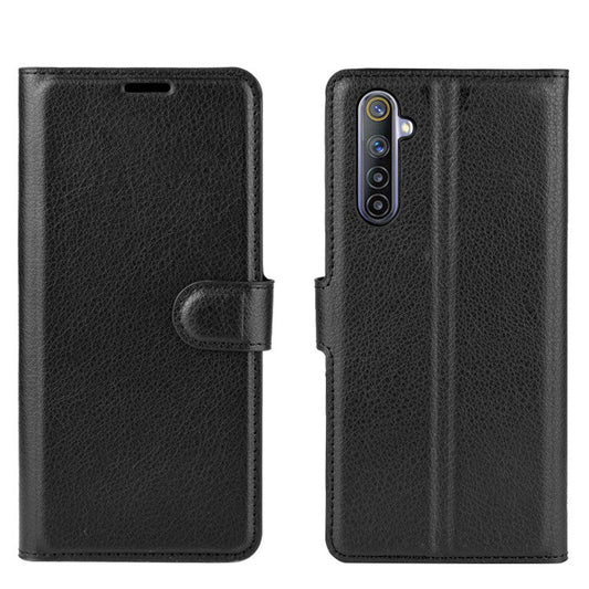 Litchi Surface with Wallet Leather Case for Realme 6 - Black