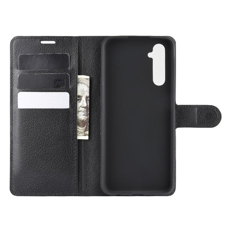 Litchi Surface with Wallet Leather Case for Realme 6 - Black