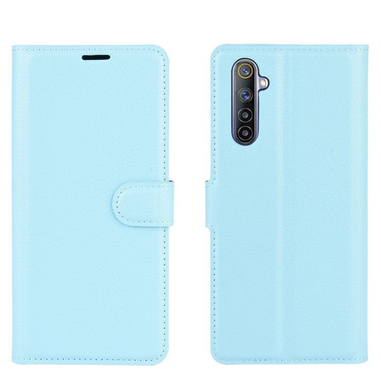 Litchi Surface with Wallet Leather Case for Realme 6 - Blue