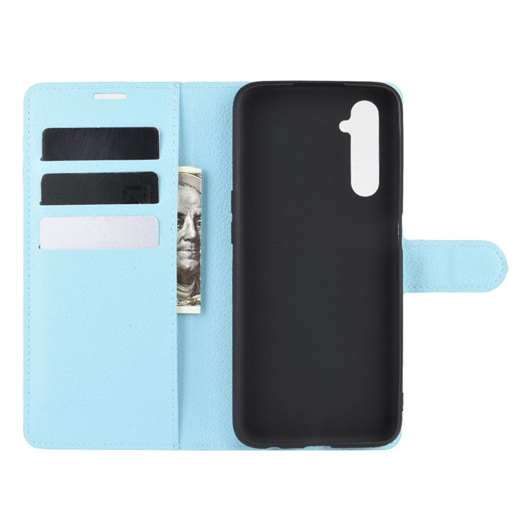 Litchi Surface with Wallet Leather Case for Realme 6 - Blue