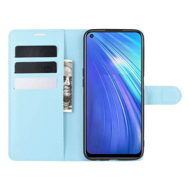 Litchi Surface with Wallet Leather Case for Realme 6 - Blue