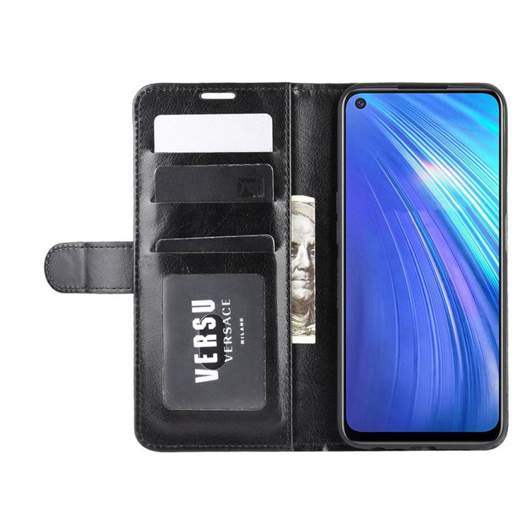 Crazy Horse with Wallet Cool Leather Stand Case for Realme 6 - Black