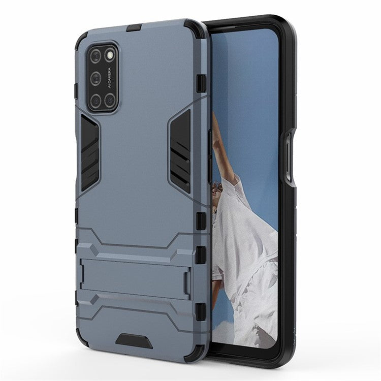 Plastic + TPU Hybrid Phone Case with Foldable Invisible Kickstand for OPPO A52/A72/A92 - Blue