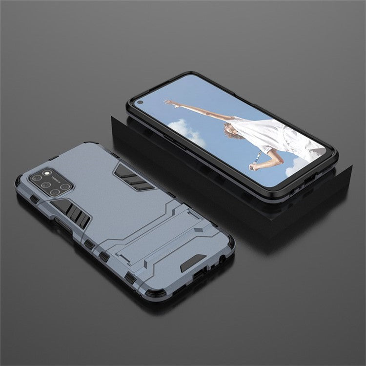 Plastic + TPU Hybrid Phone Case with Foldable Invisible Kickstand for OPPO A52/A72/A92 - Blue