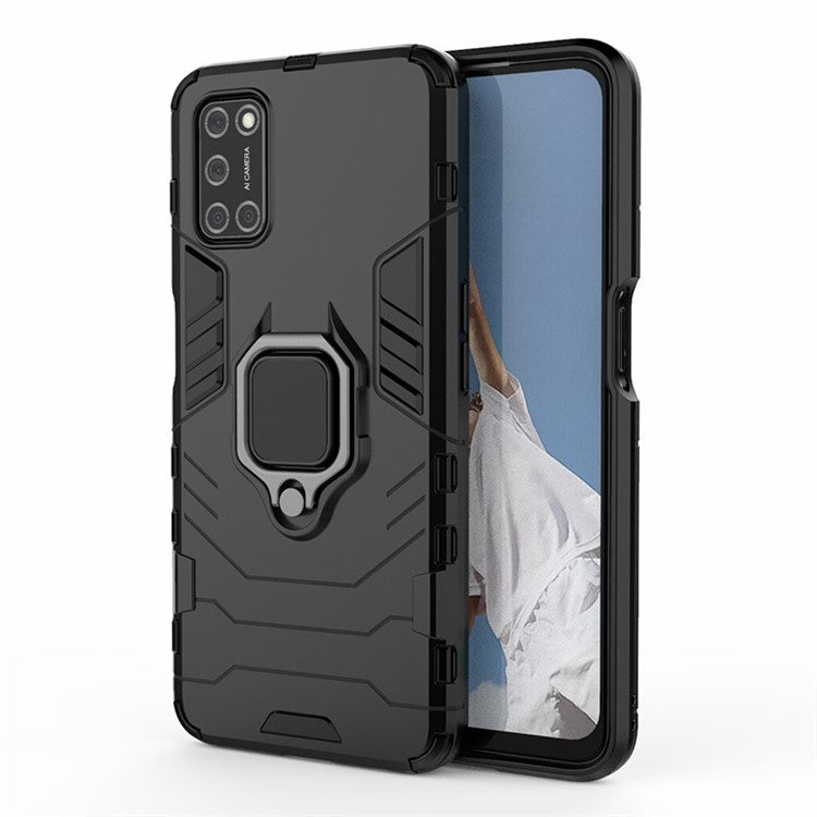 Ring Holder Kickstand PC + TPU Shell for Oppo A52/A72/A92 - Black