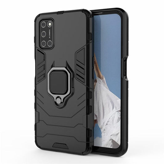 Ring Holder Kickstand PC + TPU Shell for Oppo A52/A72/A92 - Black