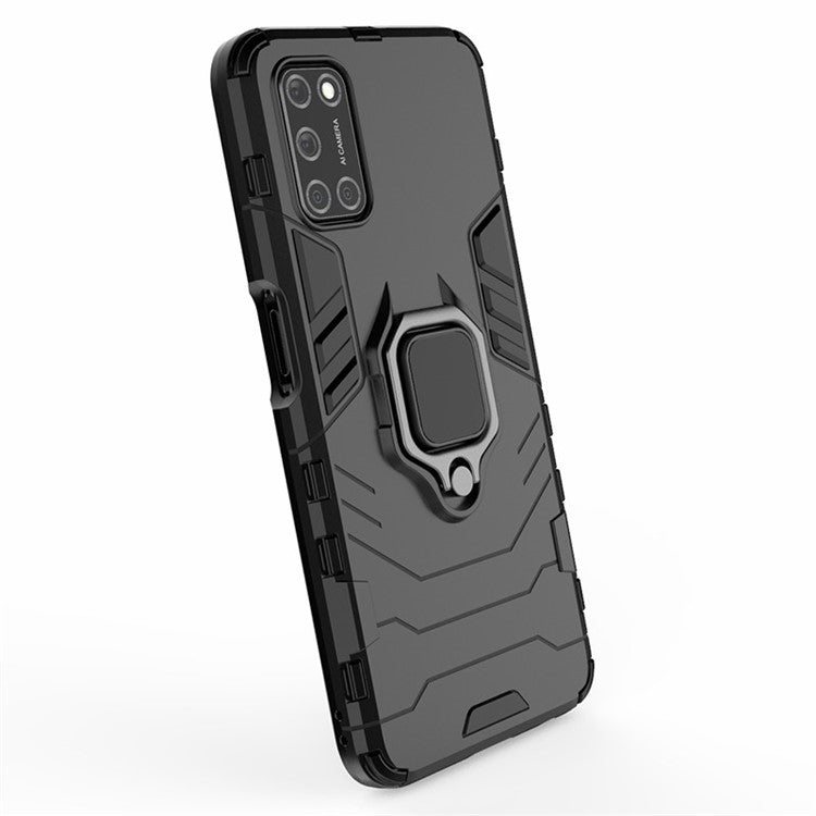 Ring Holder Kickstand PC + TPU Shell for Oppo A52/A72/A92 - Black