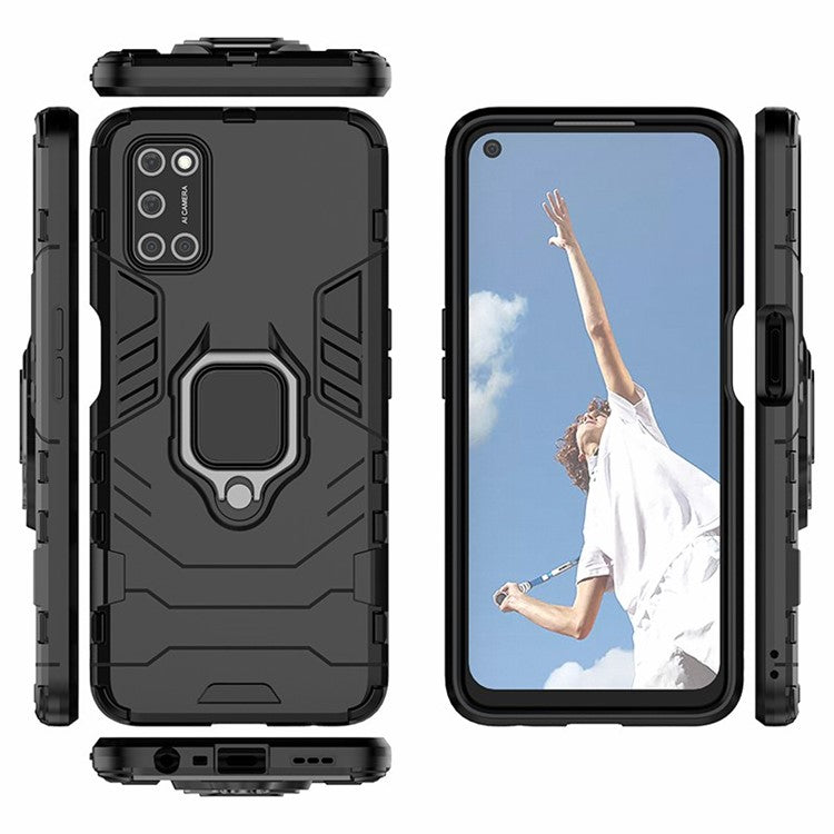 Ring Holder Kickstand PC + TPU Shell for Oppo A52/A72/A92 - Black