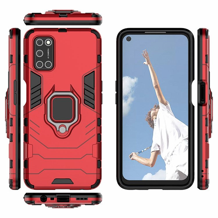 Ring Holder Kickstand PC + TPU Shell for Oppo A52/A72/A92 - Red