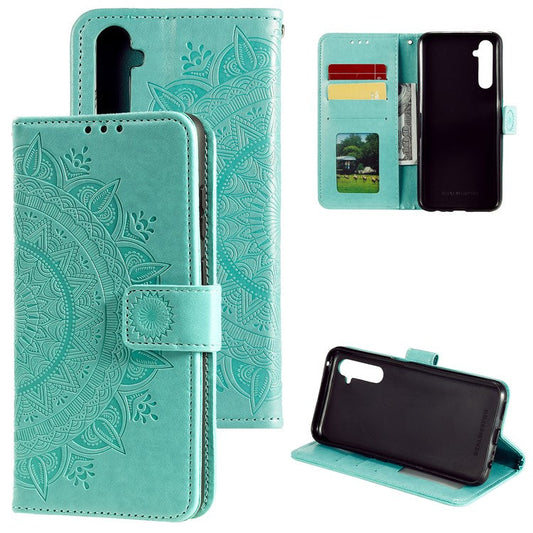 Imprint Mandala Stylish Stand Flip Leather Shell for Realme 6 Pro - Green