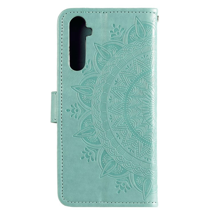 Imprint Mandala Stylish Stand Flip Leather Shell for Realme 6 Pro - Green