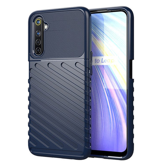 Thunder Series Twill Texture Cover Soft TPU Shell for Realme 6 - Blue