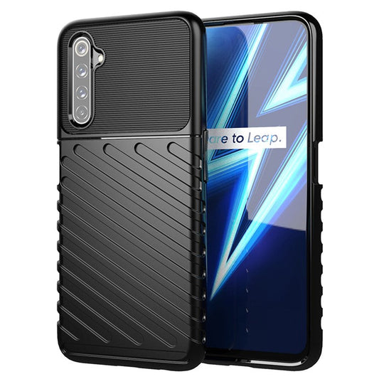 Thunder Series Twill Skin Soft TPU Back Casing for Realme 6 Pro - Black