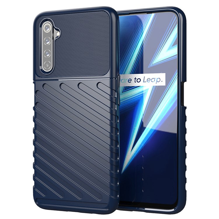 Thunder Series Twill Skin Soft TPU Back Casing for Realme 6 Pro - Blue