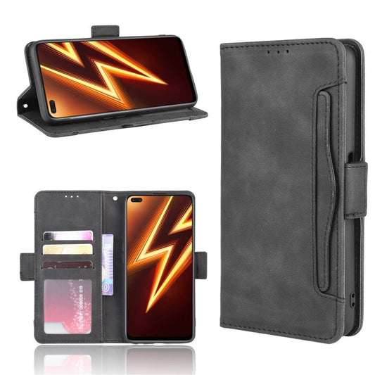 PU Leather Case with Multiple Card Slots Mobile Phone Shell with Stand for Realme 6 Pro - Black