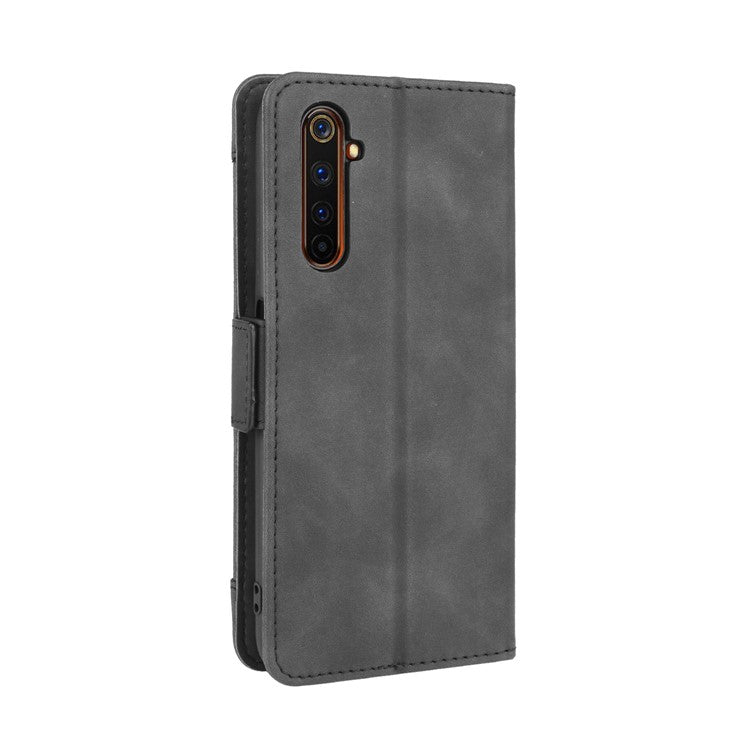 PU Leather Case with Multiple Card Slots Mobile Phone Shell with Stand for Realme 6 Pro - Black